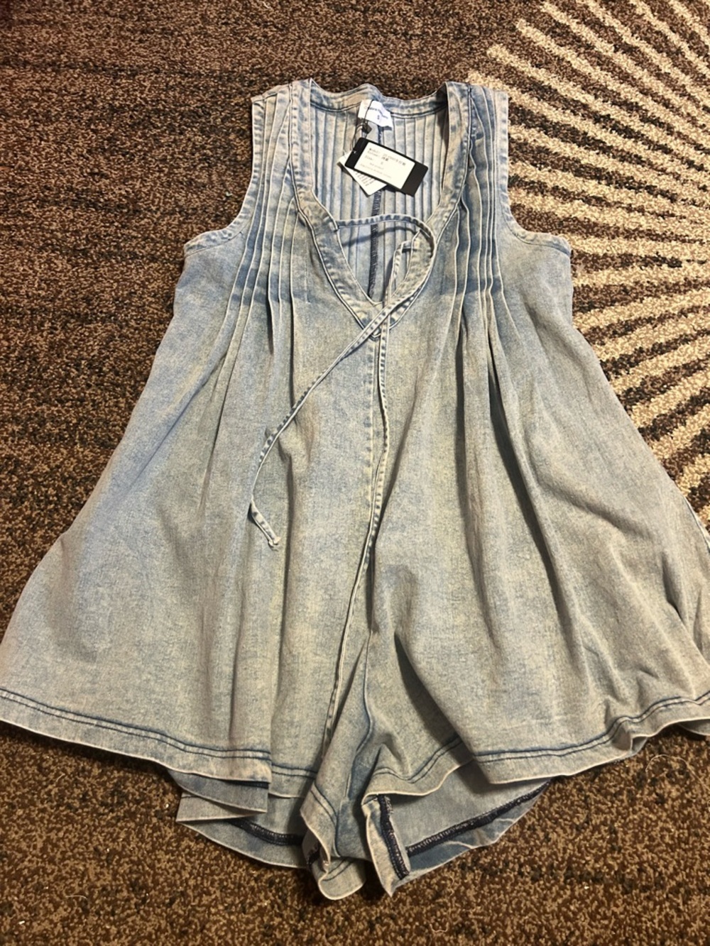 Light Wash Denim Sleeveless Romper